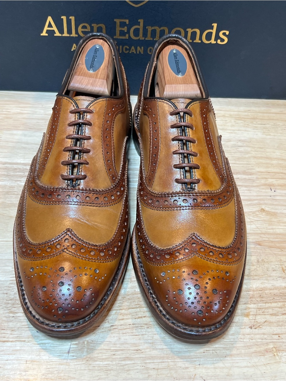 Allen Edmonds Two-Tone Brown Wingtip Oxfords - Picture 16 of 16